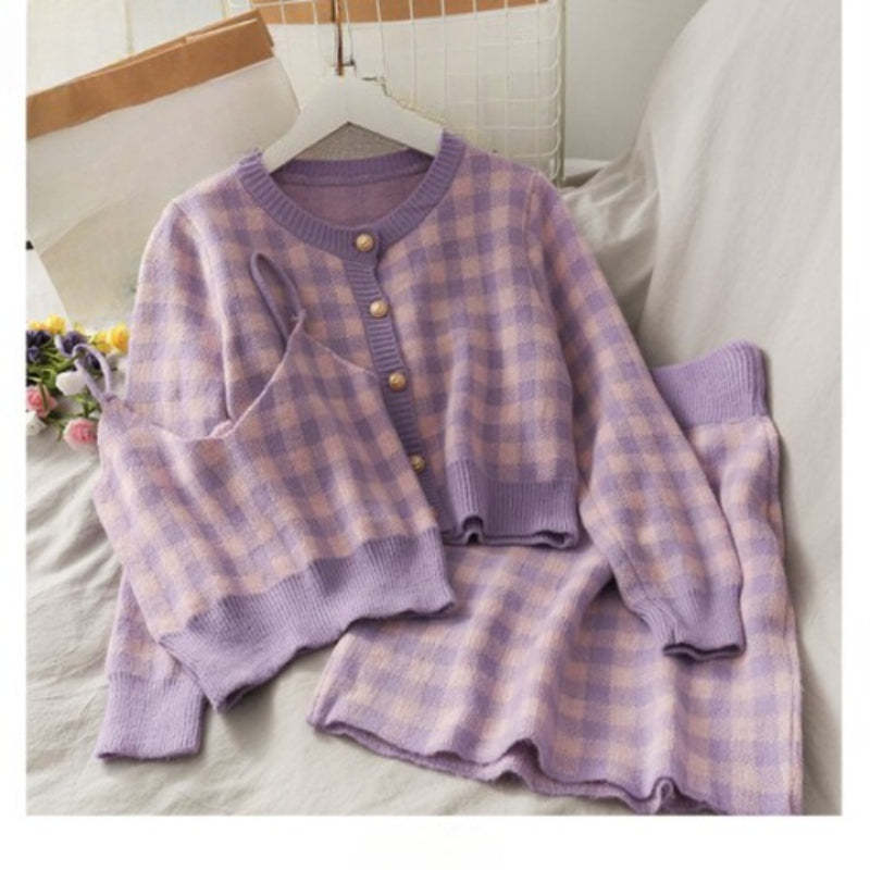 3 Piece Women's Long Sleeved Skirt Set-Soco Hoodie