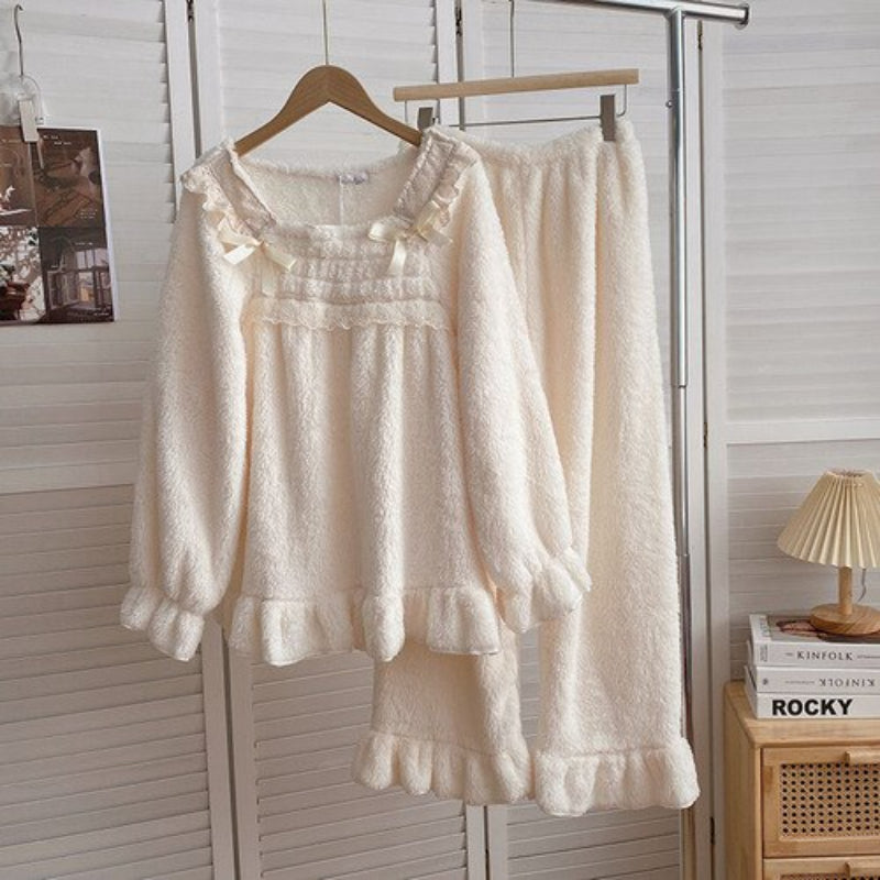 Korean Lace Long Pajama Set For Women-Soco Hoodie