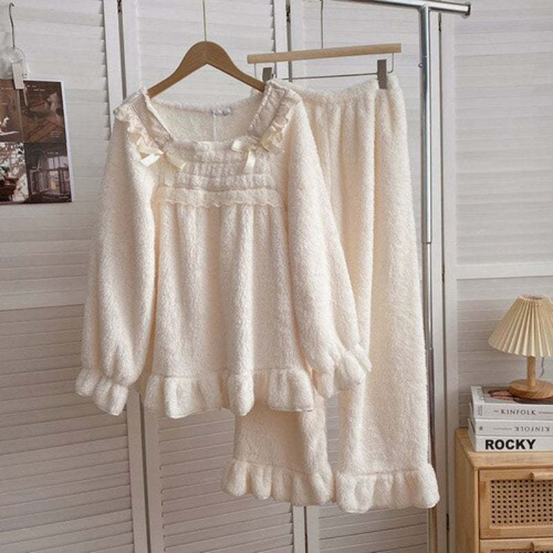 Korean Lace Long Pajama Set For Women-Soco Hoodie