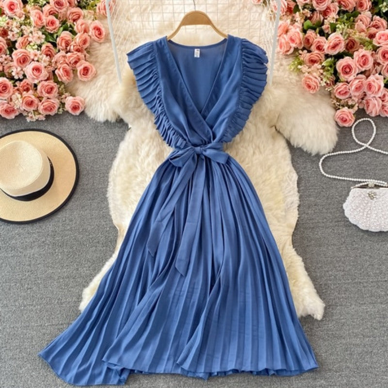 Elegant Solid Color V-neck Slim Dress For Women-Soco Hoodie