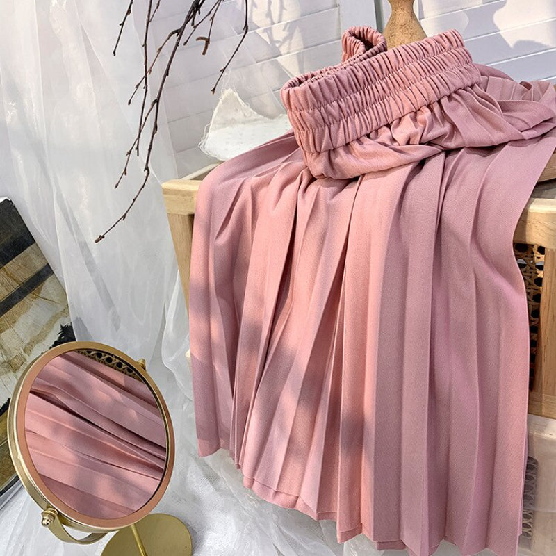 Korean Drape Pleated Long Skirt For Women-Soco Hoodie