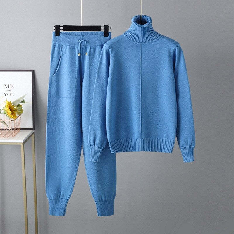Casual Turtleneck 2 Piece Women's Sweater-Soco Hoodie