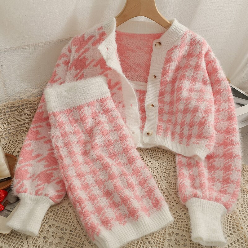 3 Piece Women's Long Sleeved Skirt Set-Soco Hoodie