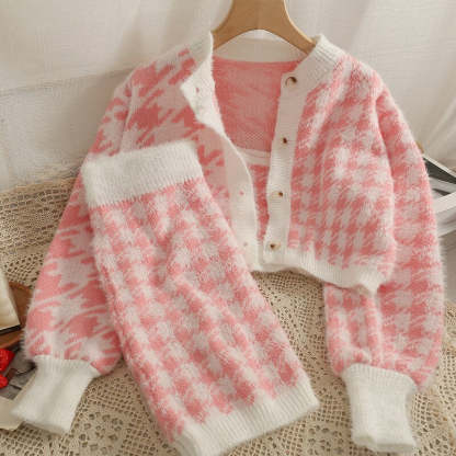 3 Piece Women's Long Sleeved Skirt Set-Soco Hoodie