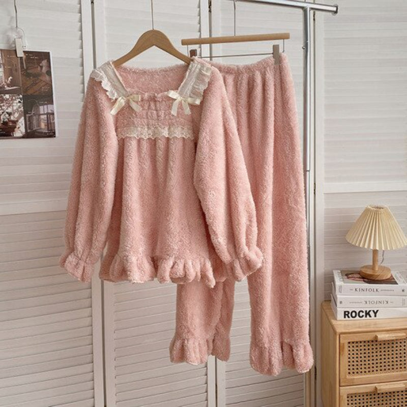 Korean Lace Long Pajama Set For Women-Soco Hoodie