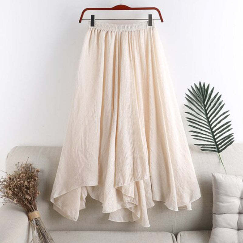 Solid Linen Fishtail Skirt For Women-Soco Hoodie