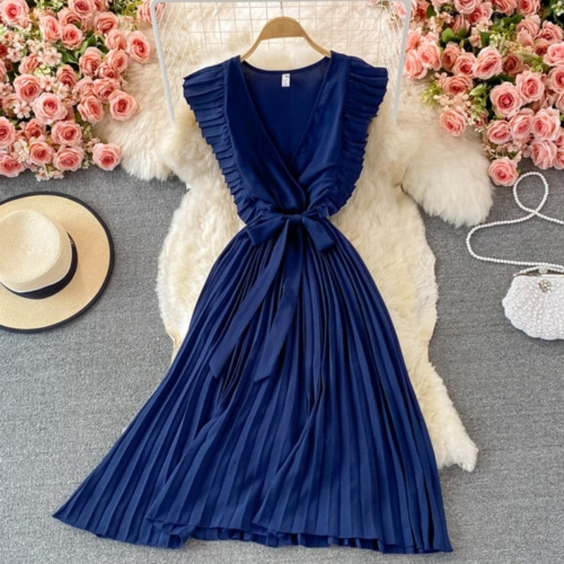 Elegant Solid Color V-neck Slim Dress For Women-Soco Hoodie