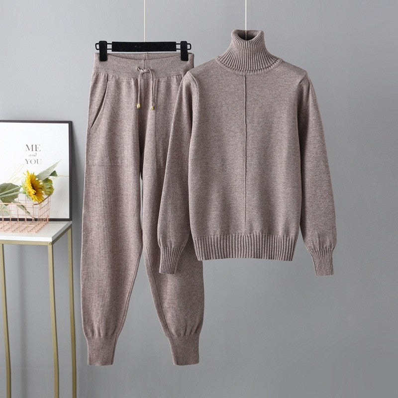 Casual Turtleneck 2 Piece Women's Sweater-Soco Hoodie