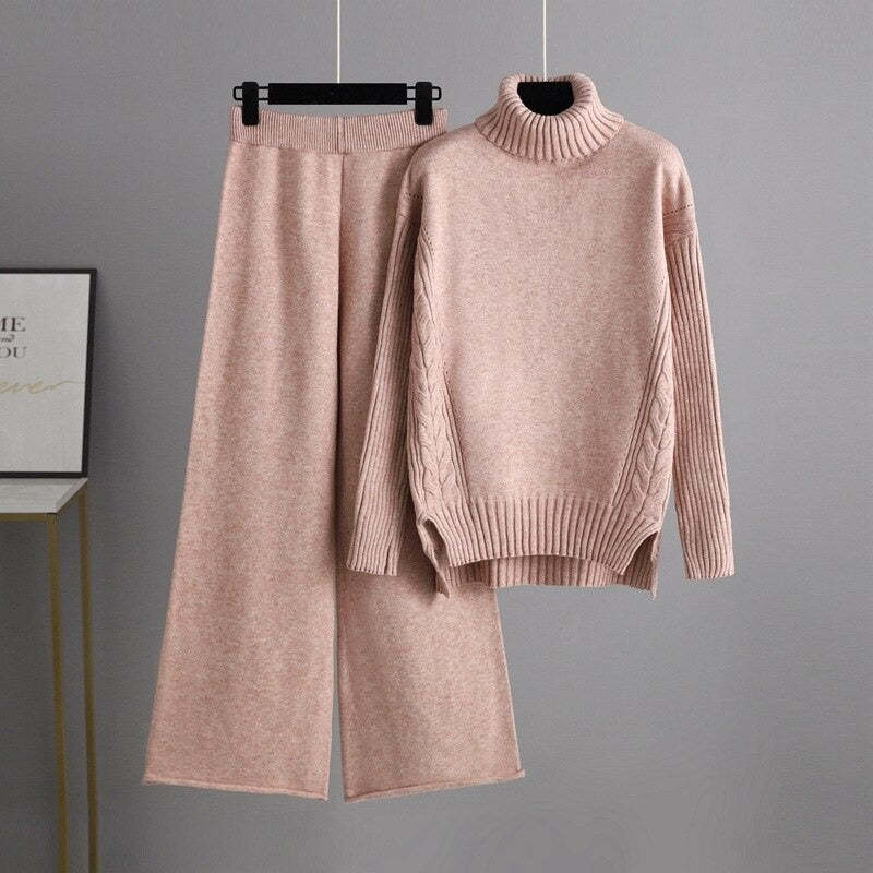 Thick Turtleneck Pullover Sweater Sets For Women-Soco Hoodie
