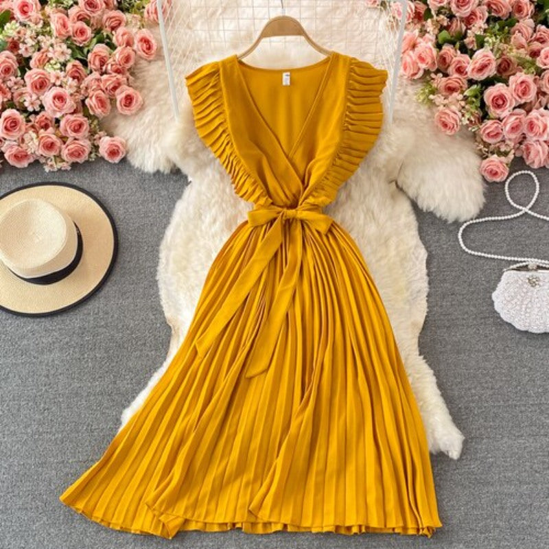 Elegant Solid Color V-neck Slim Dress For Women-Soco Hoodie