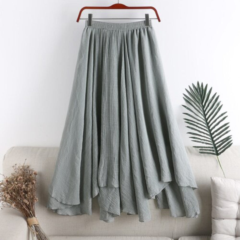 Solid Linen Fishtail Skirt For Women-Soco Hoodie