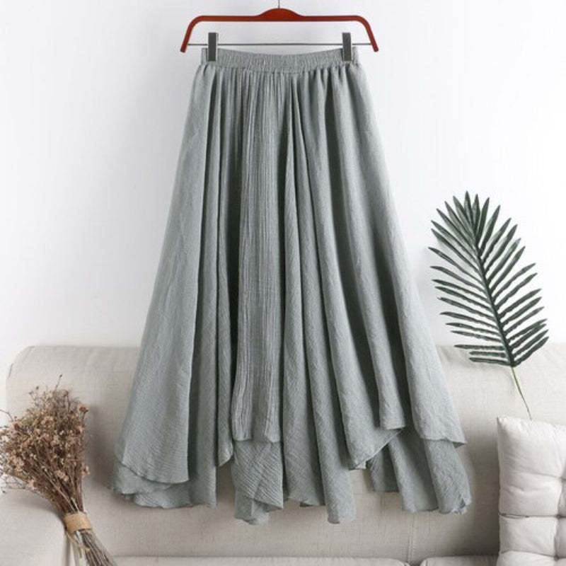 Solid Linen Fishtail Skirt For Women-Soco Hoodie