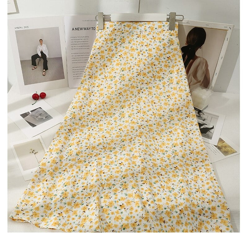 Retro Floral Printed Long Skirts For Women-Soco Hoodie