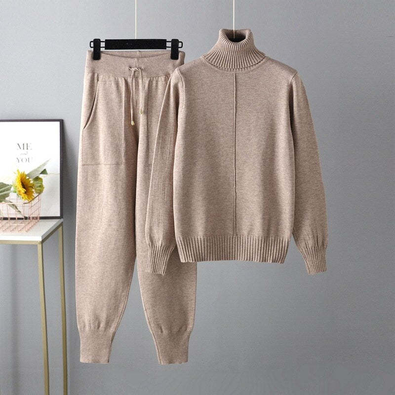 Casual Turtleneck 2 Piece Women's Sweater-Soco Hoodie