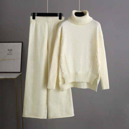 Thick Turtleneck Pullover Sweater Sets For Women-Soco Hoodie