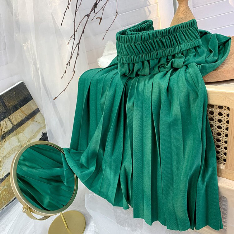 Korean Drape Pleated Long Skirt For Women-Soco Hoodie