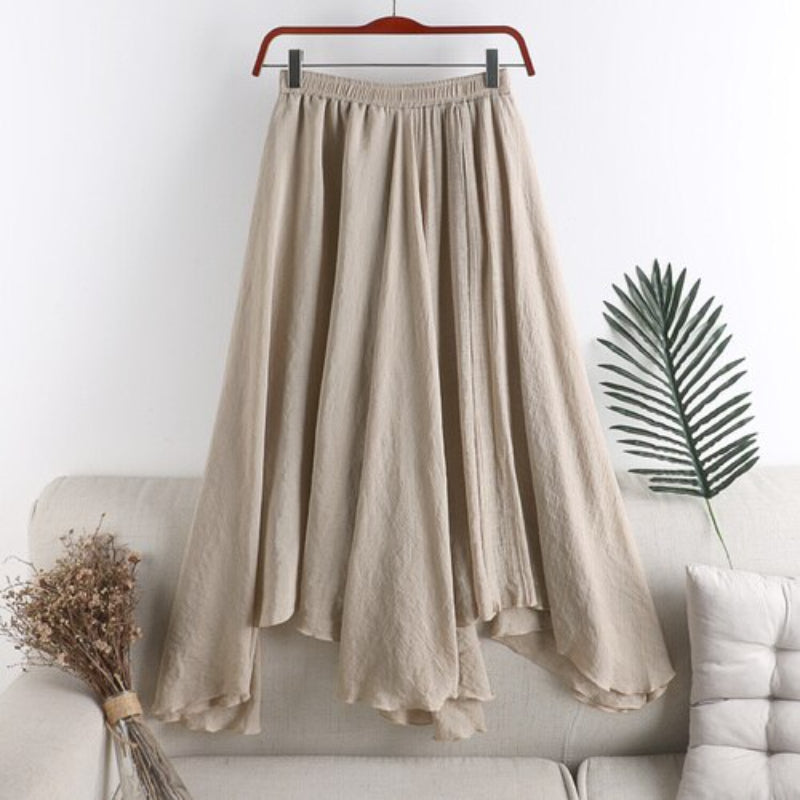 Solid Linen Fishtail Skirt For Women-Soco Hoodie