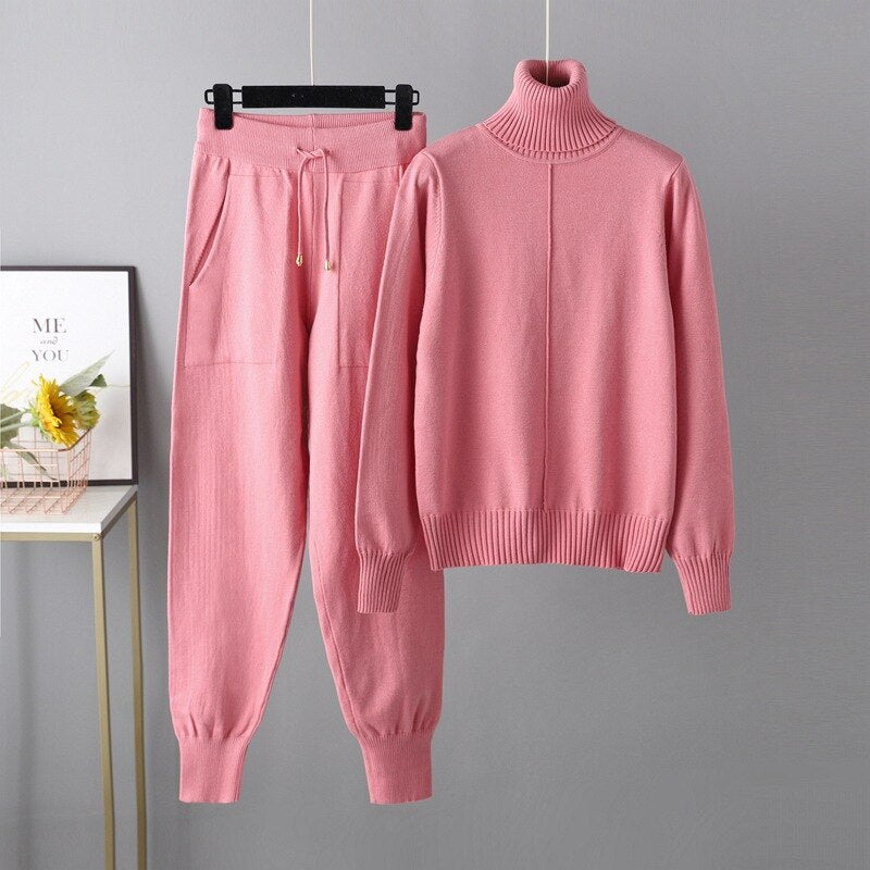Casual Turtleneck 2 Piece Women's Sweater-Soco Hoodie