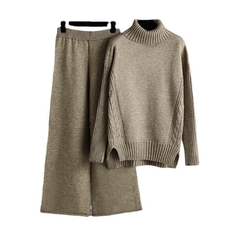 Thick Turtleneck Pullover Sweater Sets For Women-Soco Hoodie