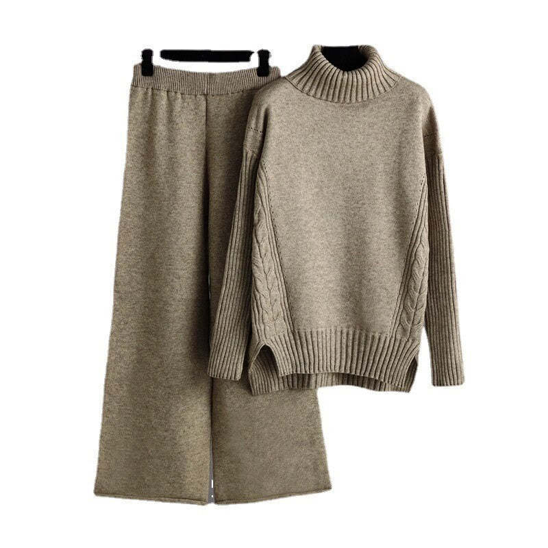 Thick Turtleneck Pullover Sweater Sets For Women-Soco Hoodie