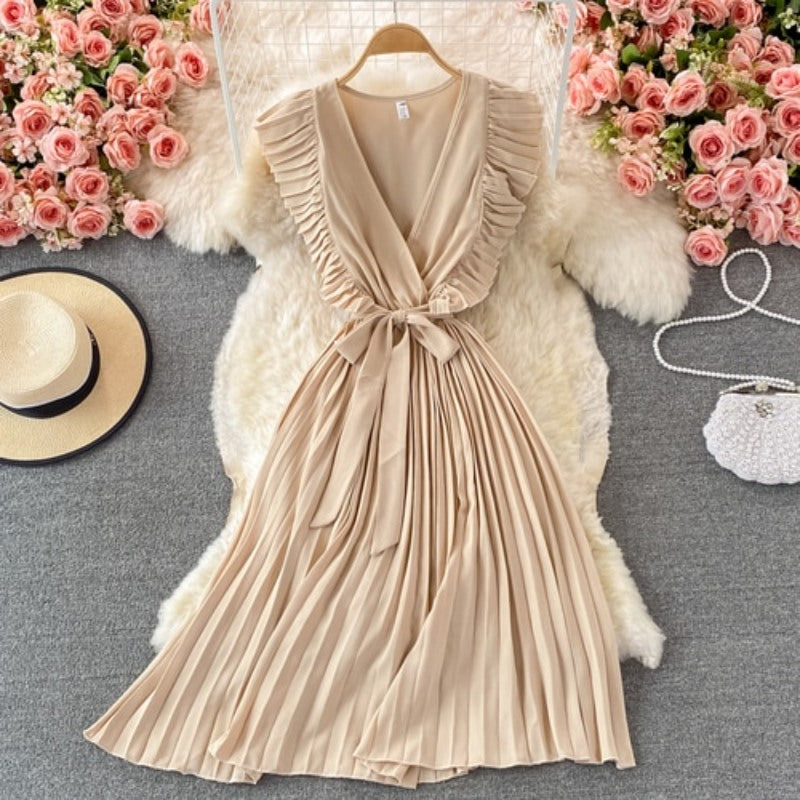 Elegant Solid Color V-neck Slim Dress For Women-Soco Hoodie