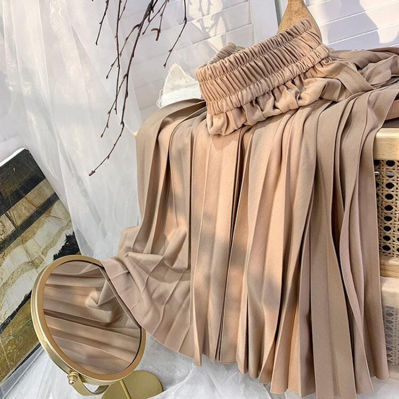 Korean Drape Pleated Long Skirt For Women-Soco Hoodie