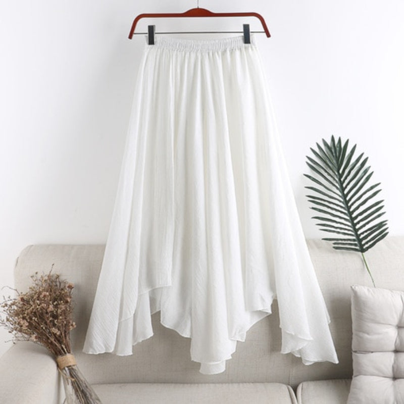 Solid Linen Fishtail Skirt For Women-Soco Hoodie