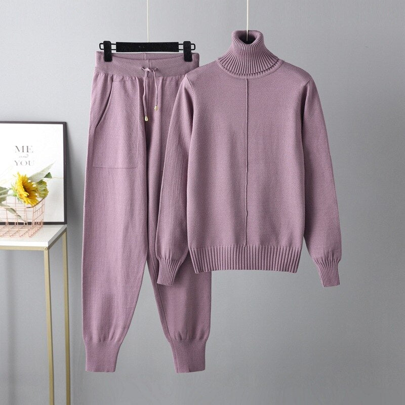 Casual Turtleneck 2 Piece Women's Sweater-Soco Hoodie
