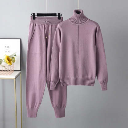 Casual Turtleneck 2 Piece Women's Sweater-Soco Hoodie