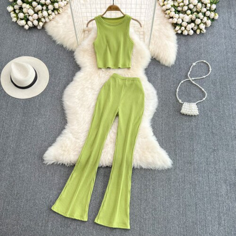 Casual Vest Sleeveless O-Neck 2 Piece Set-Soco Hoodie