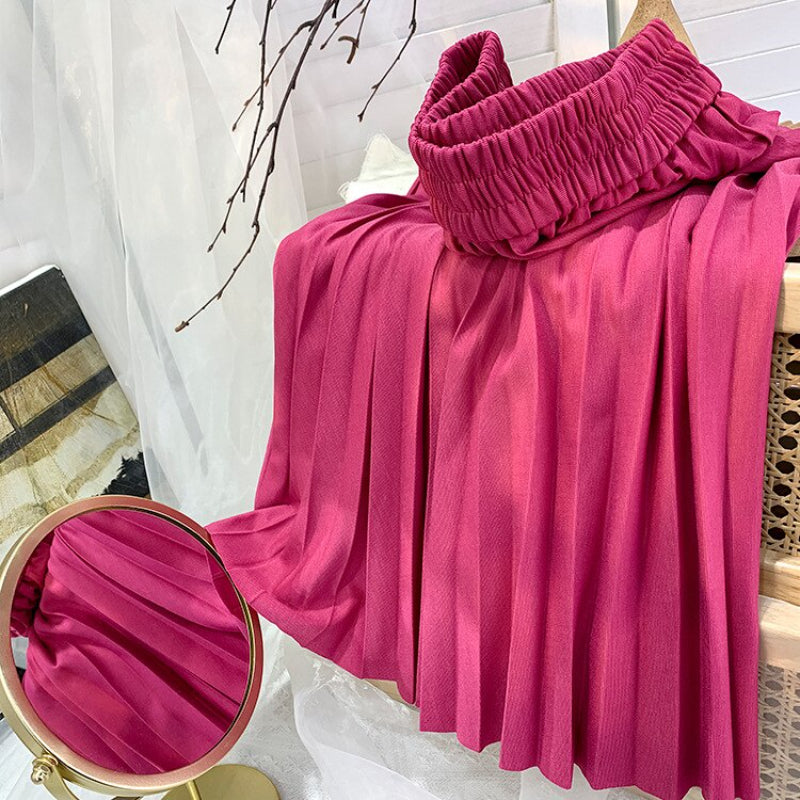 Korean Drape Pleated Long Skirt For Women-Soco Hoodie