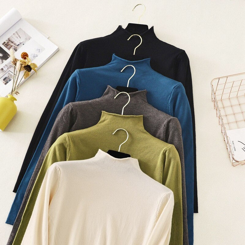 Mock Neck Basic Solid Pullover For Women-Soco Hoodie