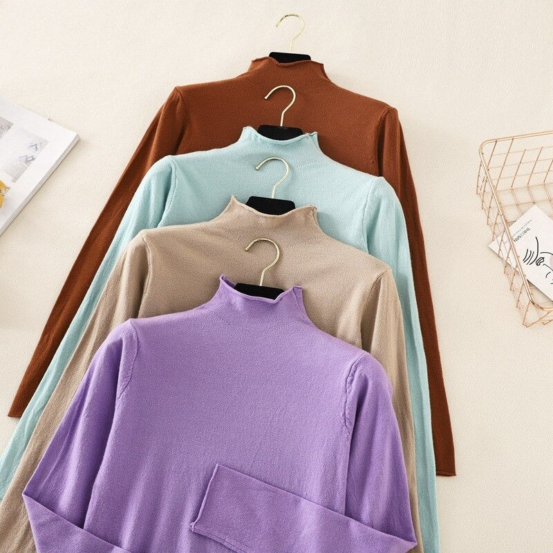 Mock Neck Basic Solid Pullover For Women-Soco Hoodie