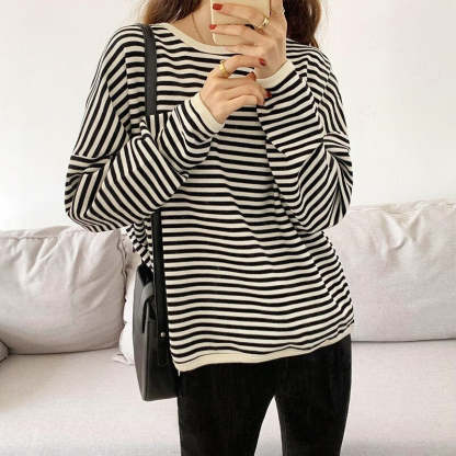 Long Sleeved Striped Sweatshirt For Women-Soco Hoodie