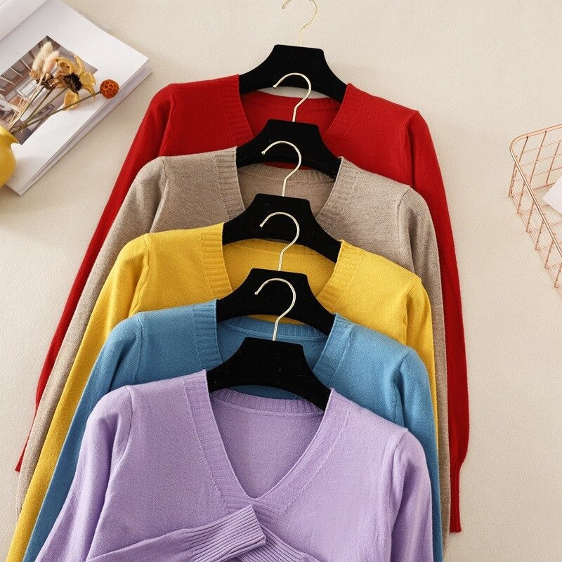 Knitted Long Sleeve Slim Pullover For Women-Soco Hoodie