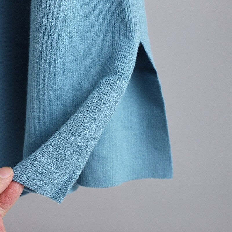 Women's Oversized Loose Thick Turtleneck Sweater Dress-Soco Hoodie