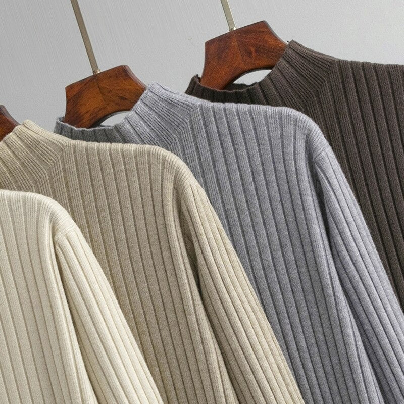 Turtleneck Tunic Knitted Slim Fit Sweater Dress-Soco Hoodie