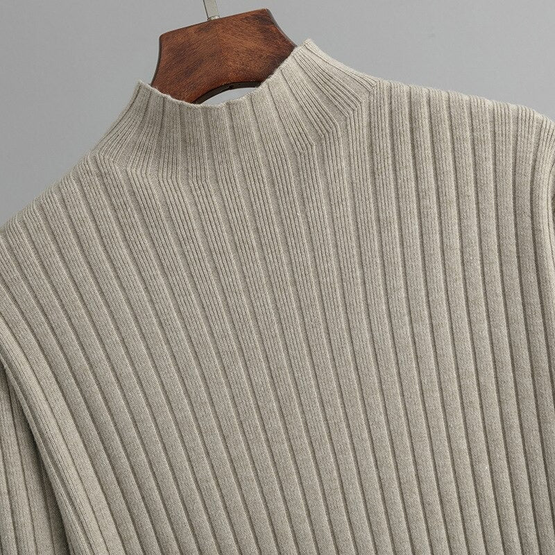 Turtleneck Tunic Knitted Slim Fit Sweater Dress-Soco Hoodie