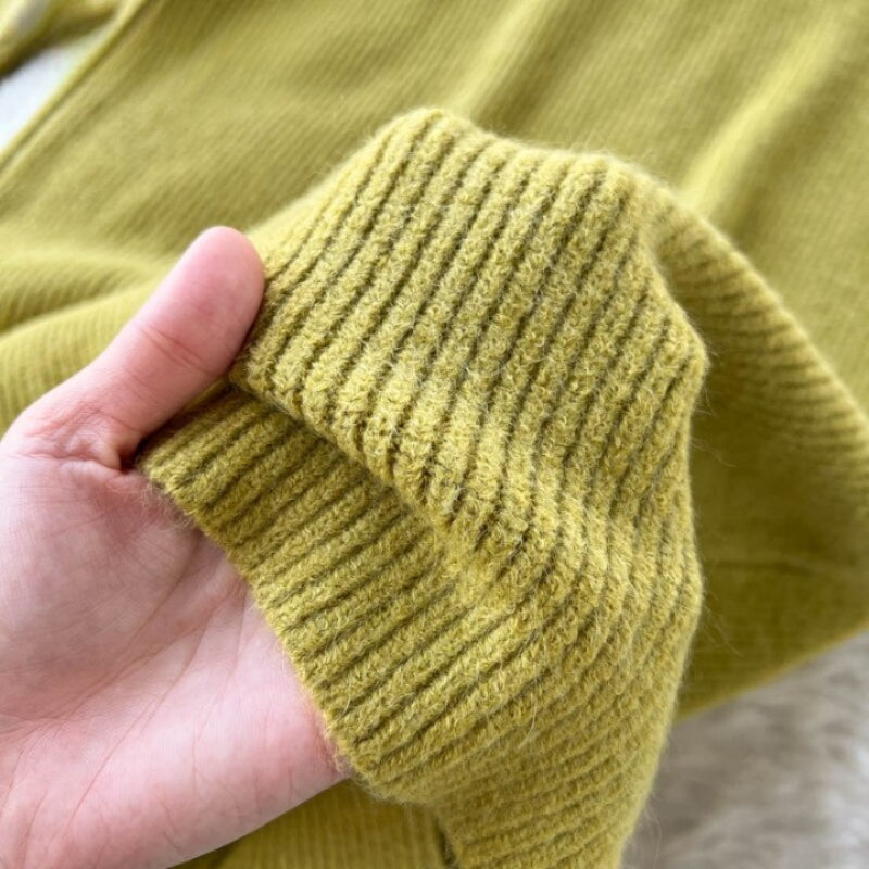 Loose Turtleneck Knitted Slim Long Woolen Dress-Soco Hoodie