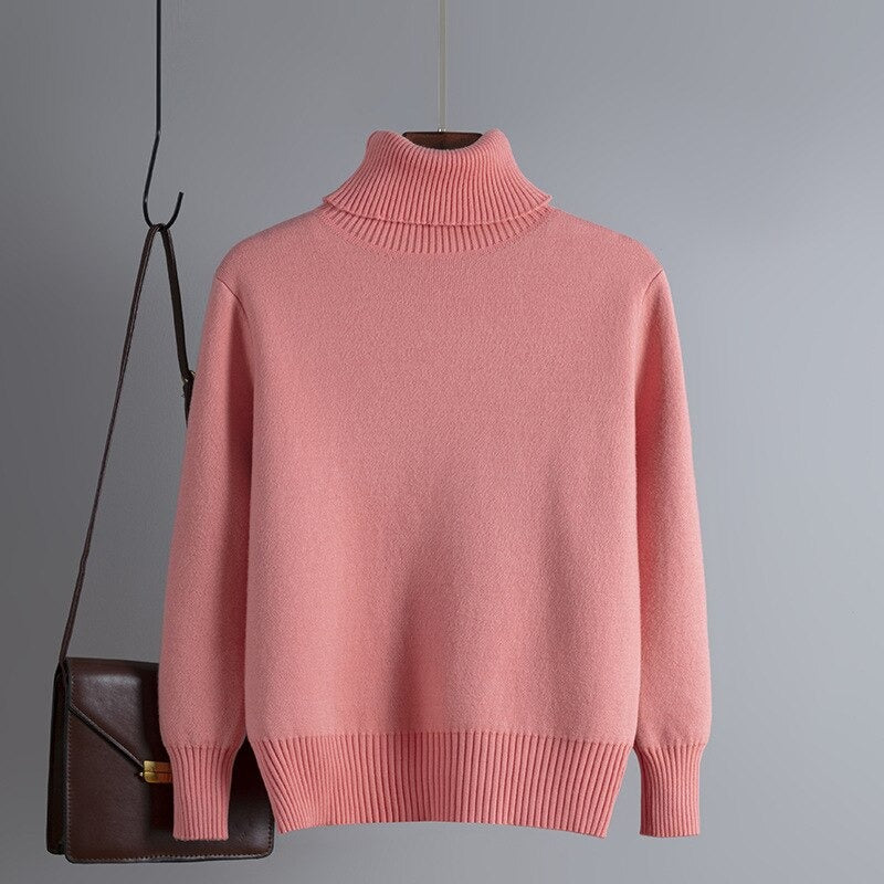 Solid Oversized Turtleneck Slim Fleece Pullovers For Women-Soco Hoodie