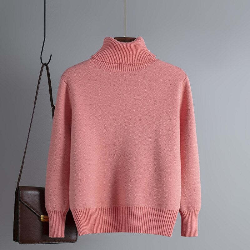 Solid Oversized Turtleneck Slim Fleece Pullovers For Women-Soco Hoodie