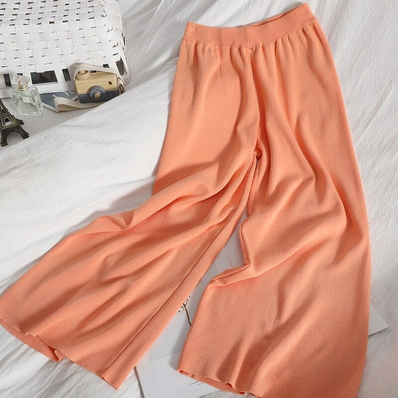 2 Pieces Long Slit Top With Loose Wide-Leg Pants For Women-Soco Hoodie