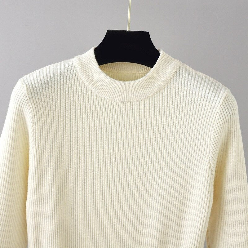 Half Turtleneck Over-The-Knee Fit Knitted Sweater Dress-Soco Hoodie