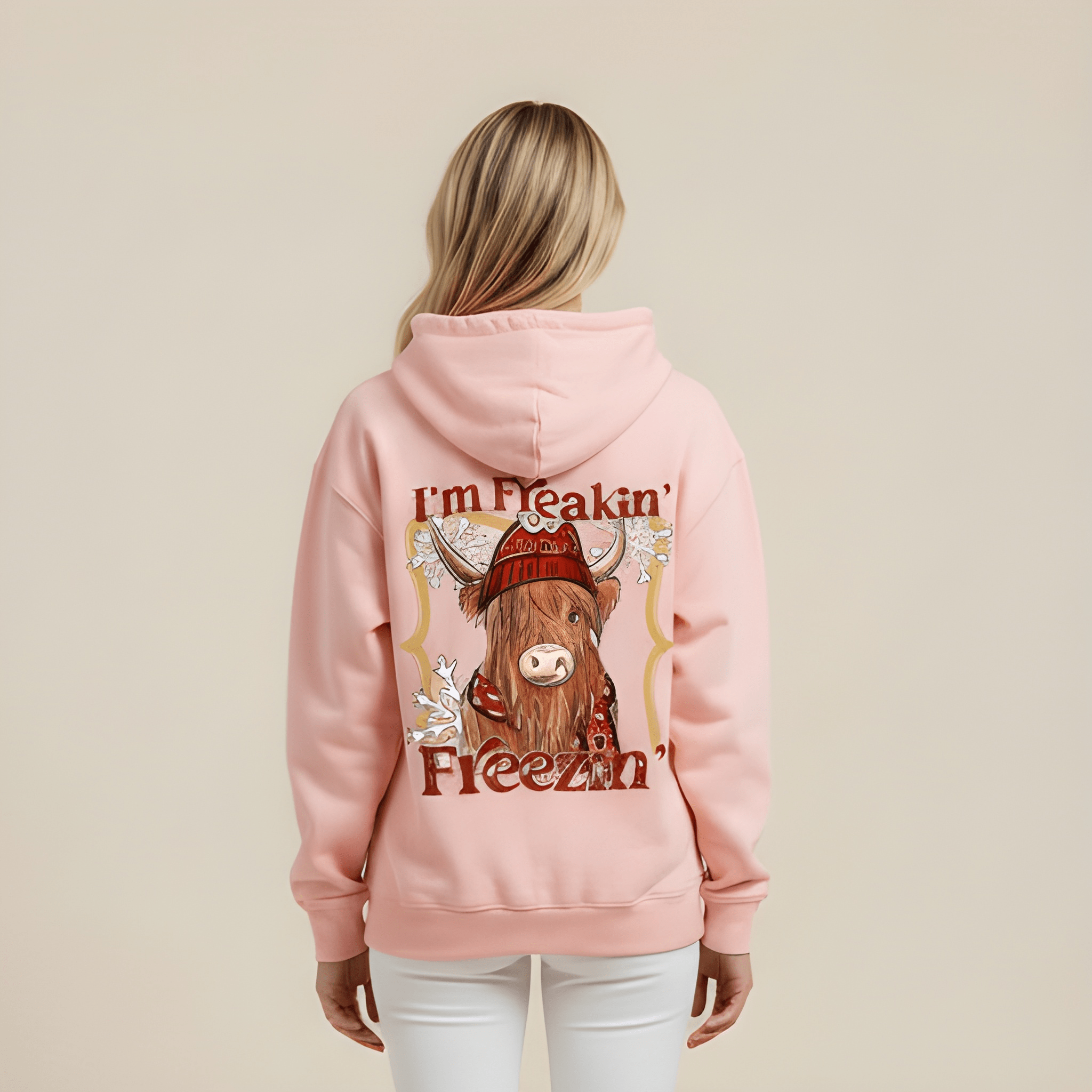 Highland Cow Print Polyester Hoodie Sweatshirt