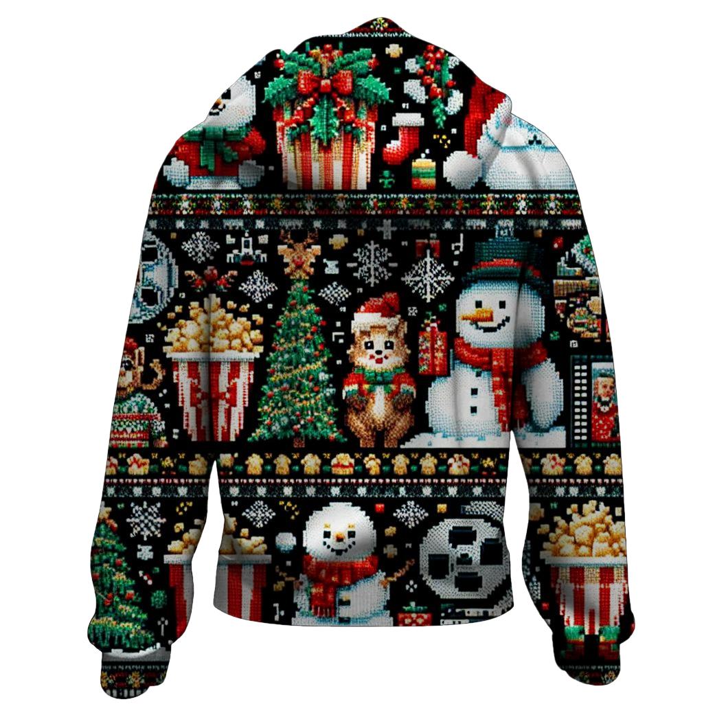 Retro Christmas Movie Marathon Design Zip Up Hoodie