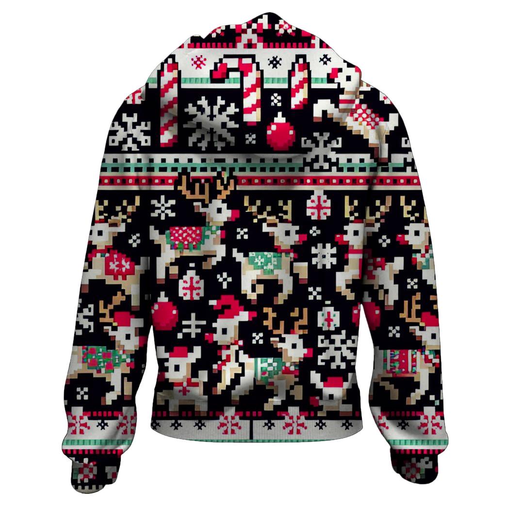 Reindeer Games Extravaganza Design Zip Up Hoodie