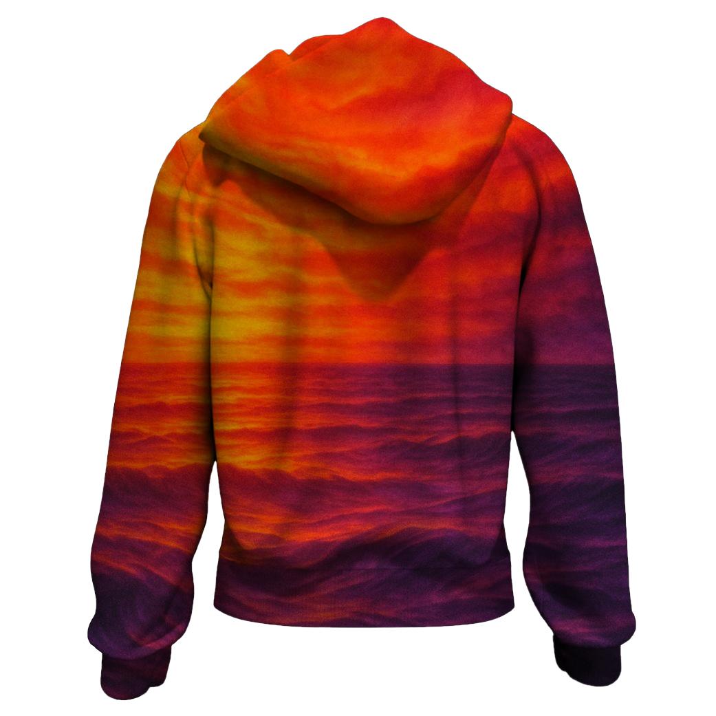 Fiery Sunset Wave Hoodie
