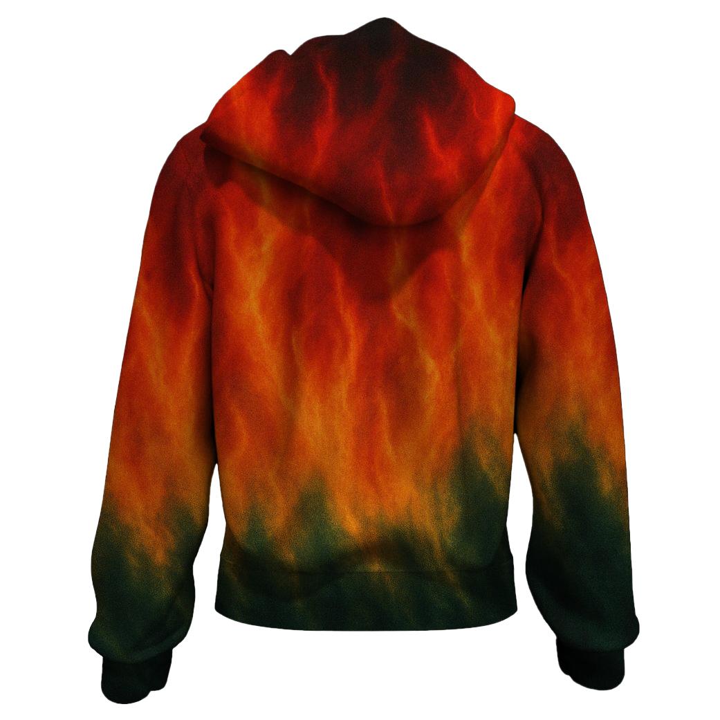 Crimson Forest Flames Zip Up Hoodie