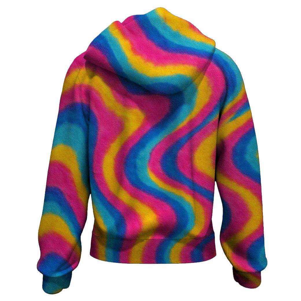 Retro Wave Tie-Dye Zip Up Hoodie