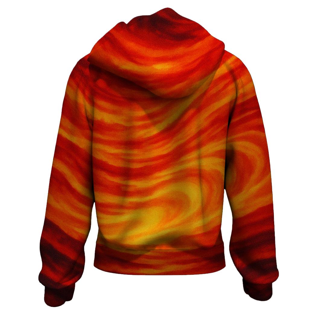 Fiery Sunset Wave Zip Up Hoodie